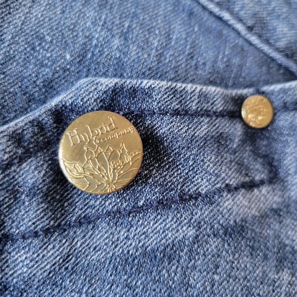 Y2K Hybrid & Company Cotton Denim Flare Jeans, Women’s Sz 11, Button Detail EUC - Picture 7 of 12
